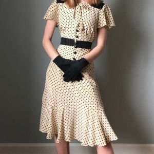 Nanette Lepore Retro Cream Polkadot Dress